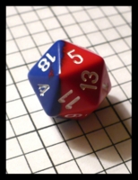 Dice : Dice - 20D - Chessex Half and Half Red and Blue with White Numerals - Gen Con Oct 2010
